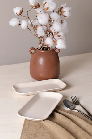 Keramika Mat Krem Pergamon Kayık Tabak 26 Cm 2 Adet 040