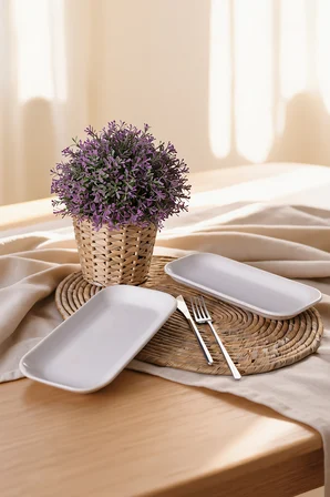 Keramika Beyaz Pergamon Kayık Tabak 26 Cm 2 Adet 006