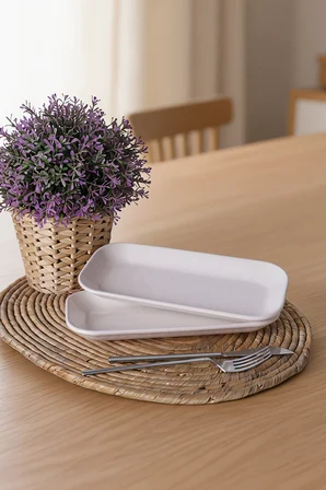Keramika Beyaz Pergamon Kayık Tabak 26 Cm 2 Adet 006