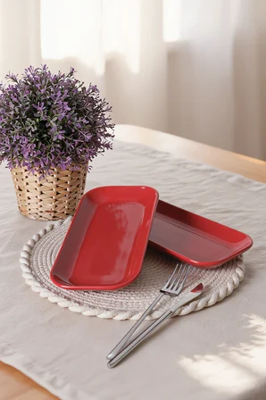 Keramika Kırmızı Pergamon Kayık Tabak 26 Cm 2 Adet 506
