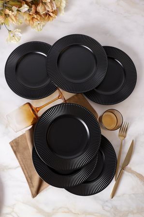 Keramika Mat Siyah Myra Pasta Tabağı 22 Cm 6 Adet 956