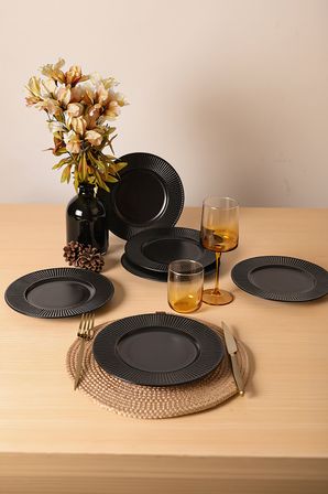 Keramika Mat Siyah Myra Pasta Tabağı 22 Cm 6 Adet 956