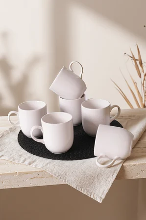Keramika Beyaz Ekinoks Kupa 10 Cm 6 Adet 006