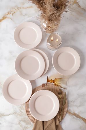 Keramika Krem Linda Pasta Tabağı 21 Cm 6 Adet 030