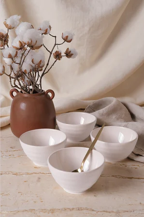 Keramika Beyaz Escargot Kase 14 Cm 4 Adet 006
