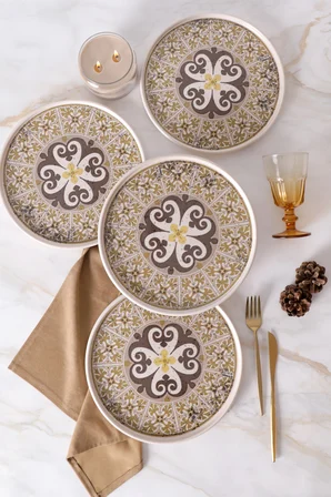 Keramika Timeless Brown Stackable Servis Tabağı 27 Cm 4 Adet 21973