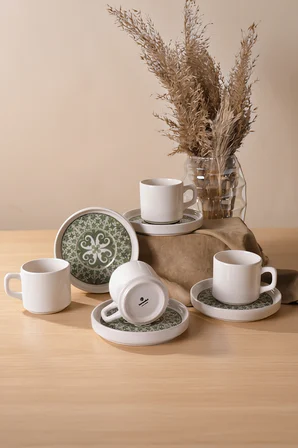 Keramika Timeless Green Stackable Çay Takımı 8 Parça 4 Kişilik 21975