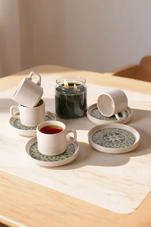 Keramika Timeless Green Stackable Çay Takımı 8 Parça 4 Kişilik 21975