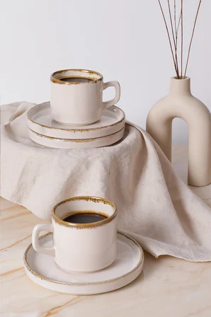 Keramika Straw Stackable Çay Takımı 12 Parça 6 Kişilik