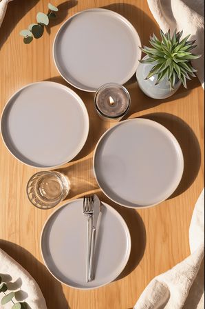 Keramika Mat Gri Nordic Pasta Tabağı 22 Cm 4 Adet 995