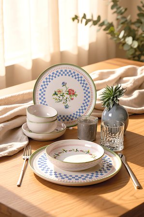 Keramika Rose Line Yemek Takımı 6 Parça 2 Kişilik 22909-10-11