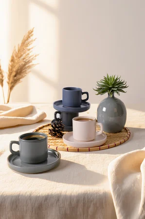 Keramika River Stackable Çay Takımı 8 Parça 4 Kişilik 324-399-627-950