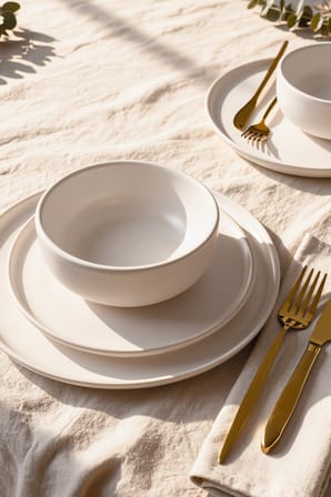 Keramika Mat Beyaz Nordic Yemek Takımı 6 Parça 2 Kişilik 022