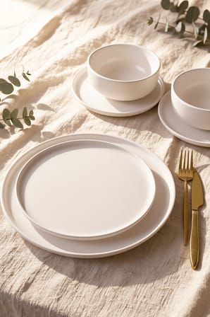 Keramika Mat Beyaz Nordic Yemek Takımı 6 Parça 2 Kişilik 022
