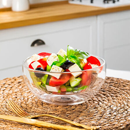 Perotti 12481 Çift Cidarlı Cam Kase Çerezlik Sunumluk 500ml 