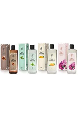 Rebul 80 Derece Cam Şişe Kolonya Mandarine + Dark Spice + Green Tea + Bouquet 270 ml 4'lü Set