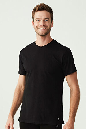 U.S. Polo Assn. Erkek Siyah 2 Li Yuvarlak Yaka Atlet