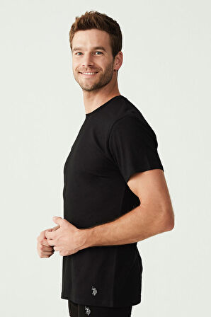 U.S. Polo Assn. Erkek Siyah 2 Li Yuvarlak Yaka Atlet