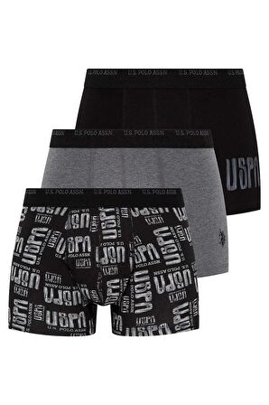 U.S. Polo Assn. Erkek Antrasit Melanj - Siyah - Gri Melanj  3 Lü Boxer