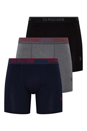 . Erkek Siyah - Antrasit Melanj - Lacivert 3 Lü Uzun Paçalı Boxer