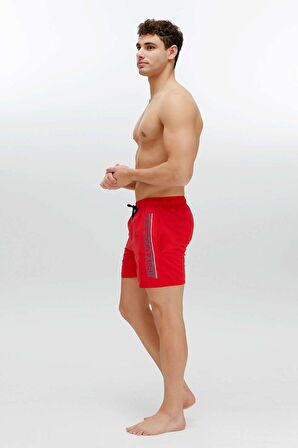 . Erkek Kırmızı Orta Boy Deniz Şortu