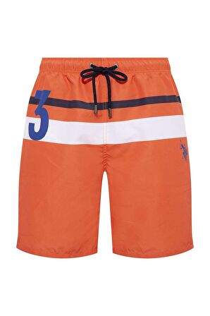 . Erkek Turuncu Uzun Deniz Şortu