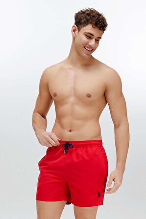 U.S. Polo Assn. Erkek Kırmızı Orta Boy Deniz Şortu