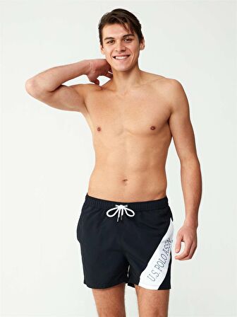 U.S. POLO ASSN. - Erkek Siyah Orta Boy Deniz Şortu 