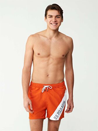 U.S. POLO ASSN. - Erkek Turuncu Orta Boy Deniz Şortu 