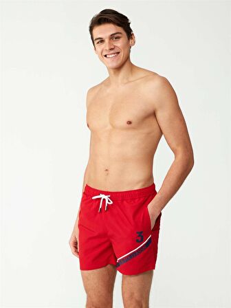 U.S. POLO ASSN. - Erkek Kırmızı Orta Boy Deniz Şortu 