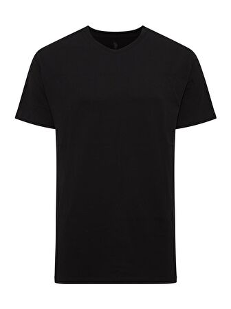 . - Erkek Battal Siyah 2 li Yuvarlak Yaka T-Shirt