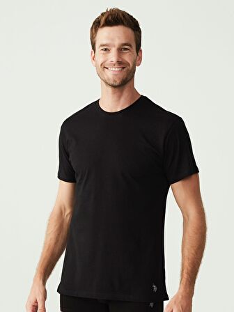 . - Erkek Battal Siyah 2 li Yuvarlak Yaka T-Shirt