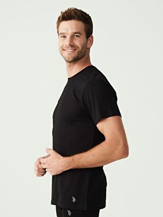 . - Erkek Battal Siyah 2 li Yuvarlak Yaka T-Shirt