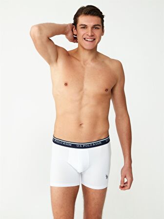 . - Erkek Modal Beyaz Uzun Paçalı Tekli Boxer