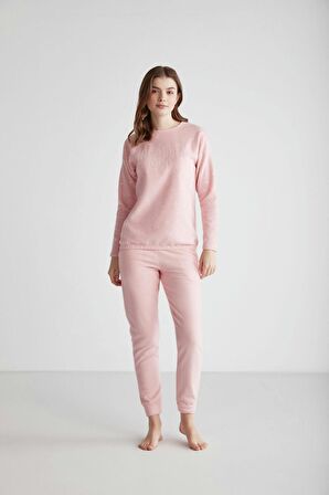 U.S. POLO ASSN. - Kadın Pembe Yuvarlak Yaka Pijama Takımı 