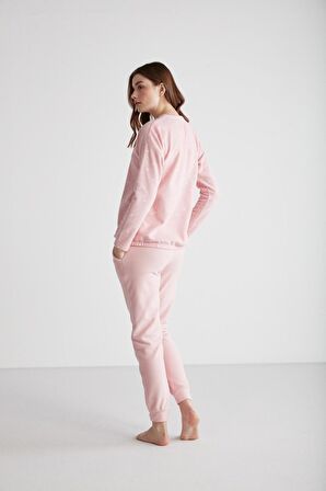 U.S. POLO ASSN. - Kadın Pembe Yuvarlak Yaka Pijama Takımı 