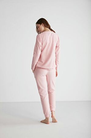 U.S. POLO ASSN. - Kadın Pembe Yuvarlak Yaka Pijama Takımı 