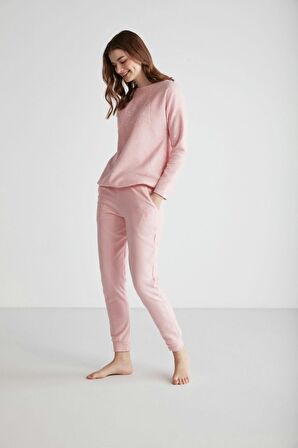 U.S. POLO ASSN. - Kadın Pembe Yuvarlak Yaka Pijama Takımı 