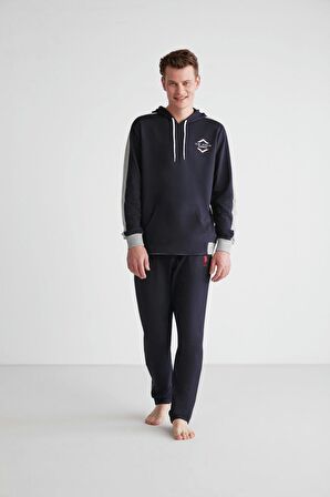 U.S. POLO ASSN. - Erkek Lacivert Kapşonlu Pijama Takımı 