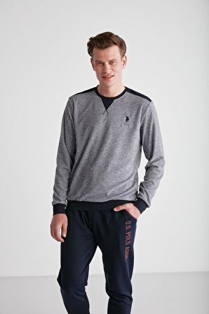 U.S. POLO ASSN. - Erkek Lacivert Yuvarlak Yaka Pijama Takımı 