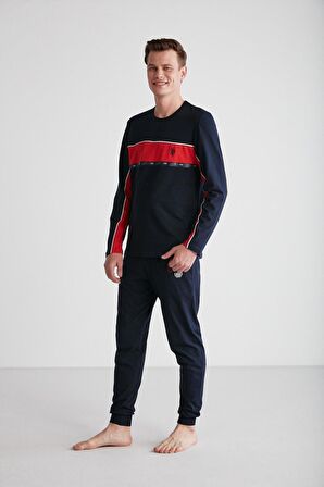 U.S. POLO ASSN. - Erkek Lacivert Yuvarlak Yaka Pijama Takımı 