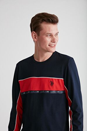 U.S. POLO ASSN. - Erkek Lacivert Yuvarlak Yaka Pijama Takımı 