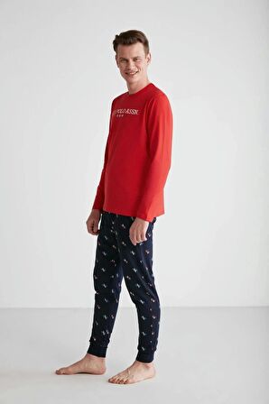 Us Polo Assn Erkek Kırmızı Uzun Kol Pijama Takımı 18735