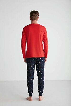 Us Polo Assn Erkek Kırmızı Uzun Kol Pijama Takımı 18735