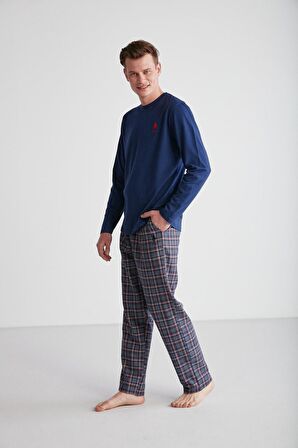 U.S. POLO ASSN. - Erkek Lacivert Yuvarlak Yaka Pijama Takımı 