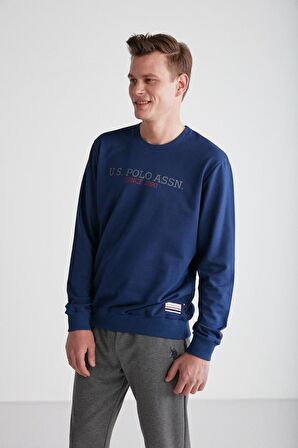 U.S. POLO ASSN. - Erkek Lacivert Yuvarlak Yaka Pijama Takımı 