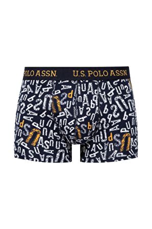 U.S. POLO ASSN. - Erkek Sarı - Baskılı- Lacivert 3 lü Boxer 