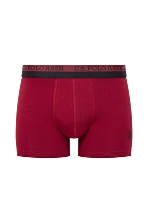 U.S. POLO ASSN. Erkek Baskılı-Bordo-Siyah 3 lü Boxer 