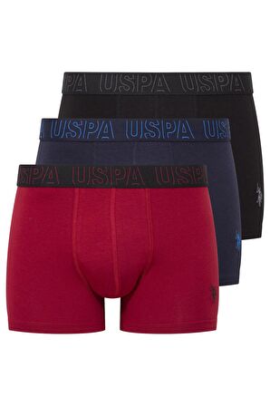 U.S. POLO ASSN. Erkek Bordo-Lacivert-Siyah 3 lü Boxer 