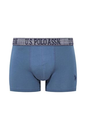 U.S. POLO ASSN. Erkek İndigo-Lacivert-Baskılı 3 lü Boxer 